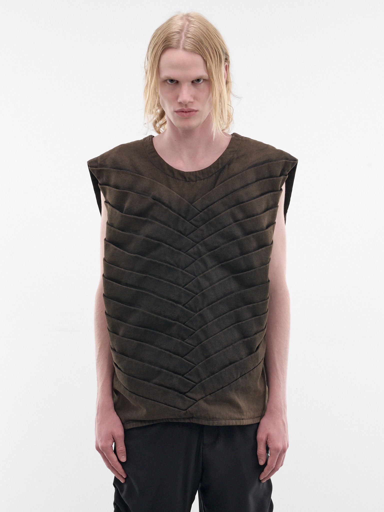 Brown Efímero Washed Denim Top (EFIMERO-TOP-BROWN-BLACK)