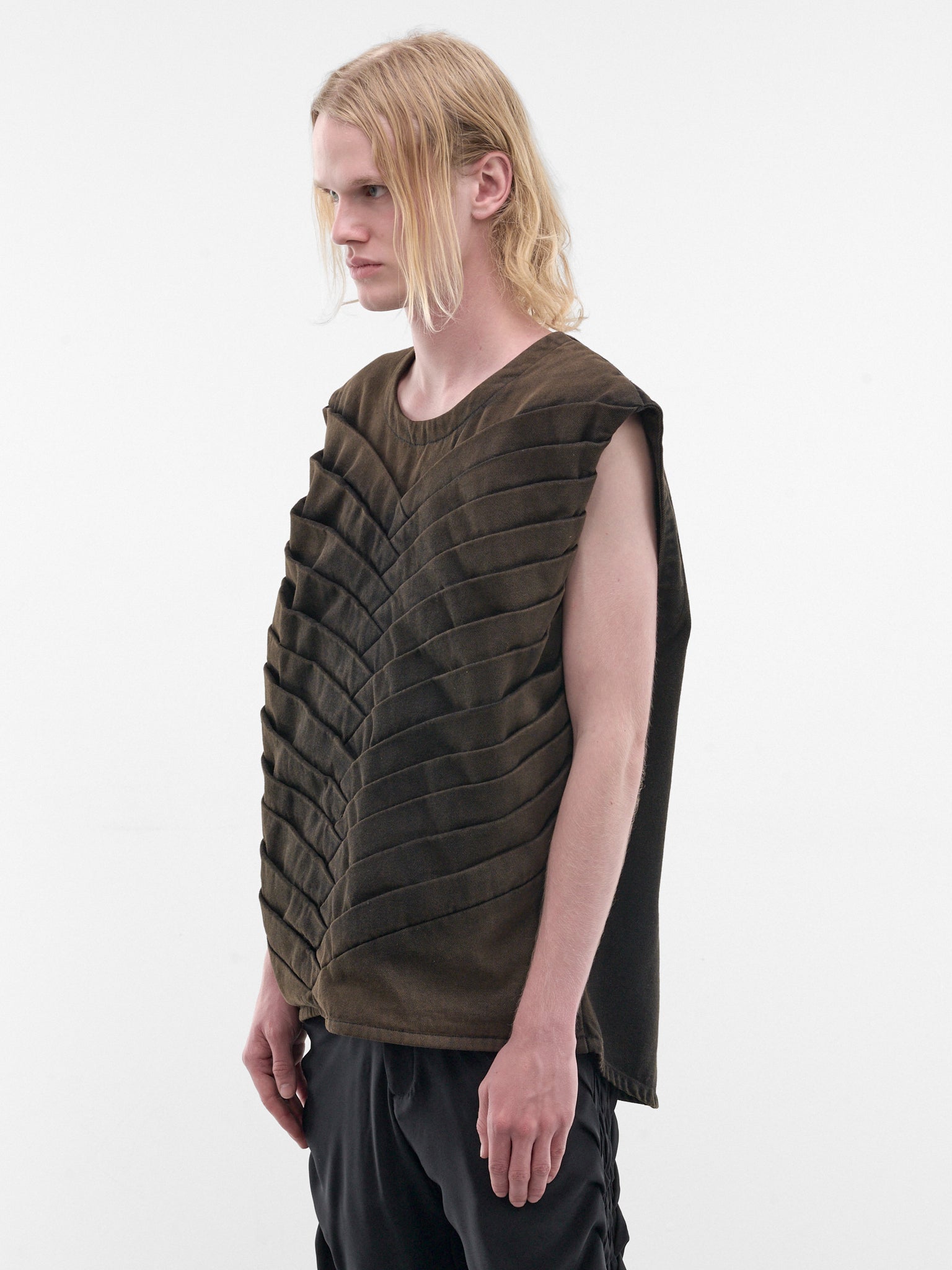 Brown Efímero Washed Denim Top (EFIMERO-TOP-BROWN-BLACK)