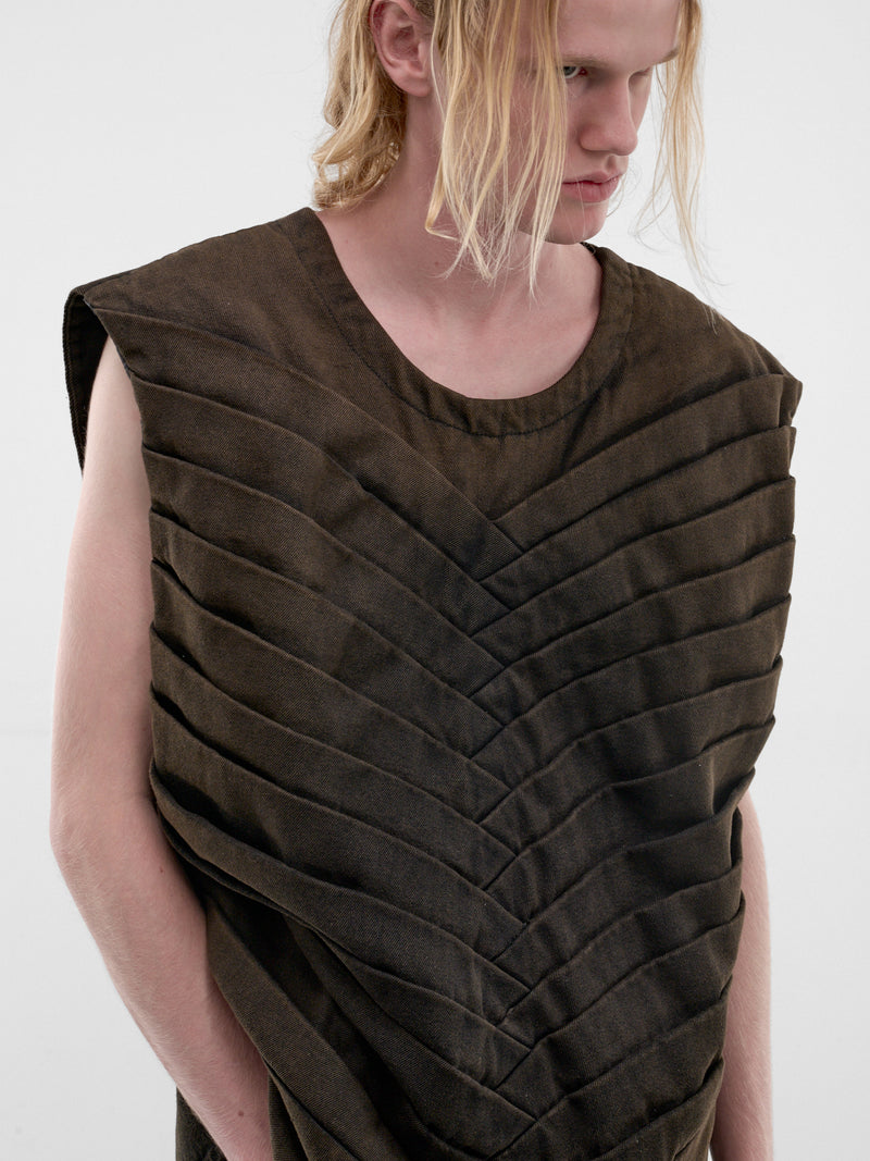 Brown Efímero Washed Denim Top (EFIMERO-TOP-BROWN-BLACK)