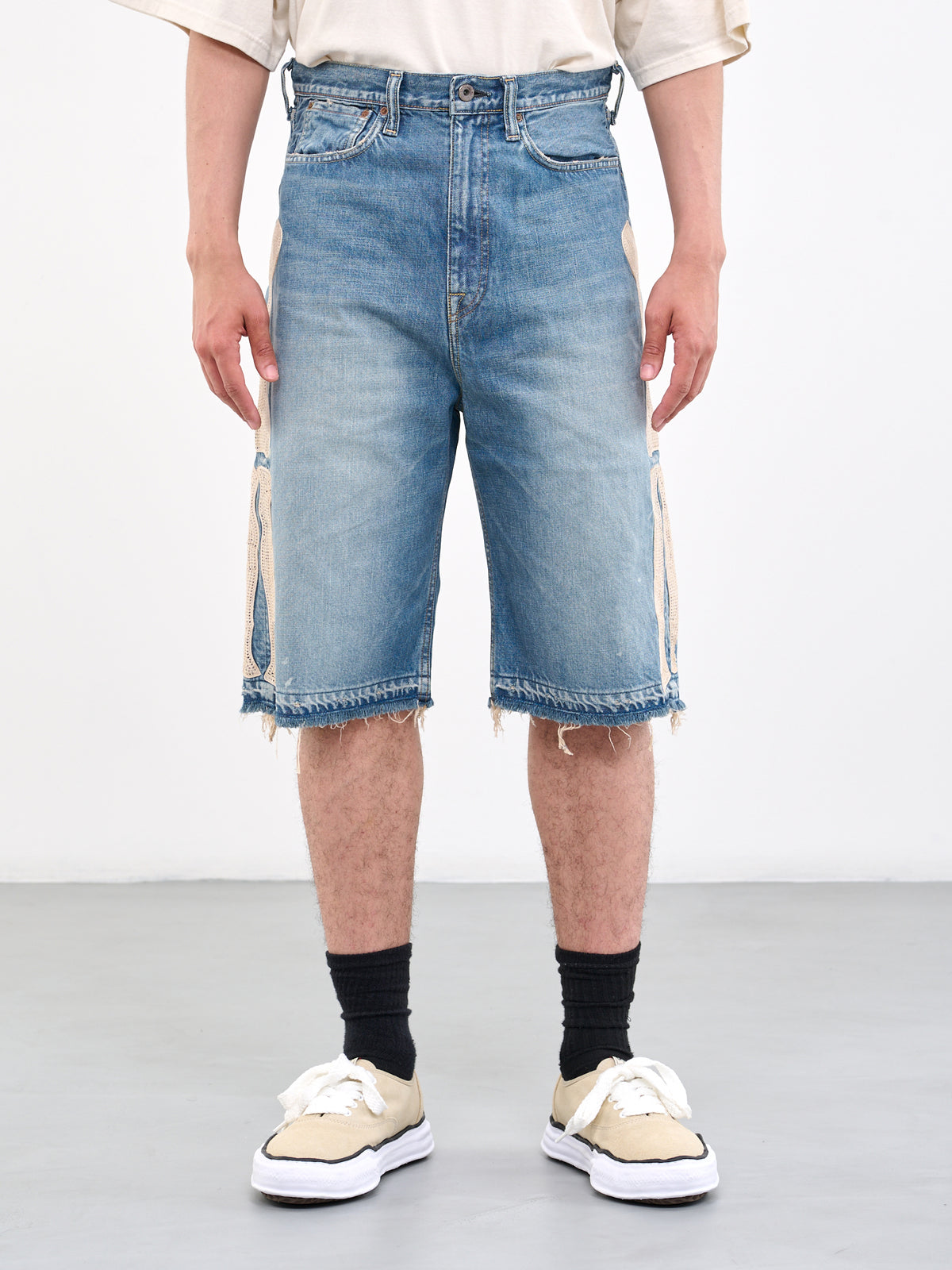 KAPITAL Bone Denim Shorts | H. Lorenzo - front
