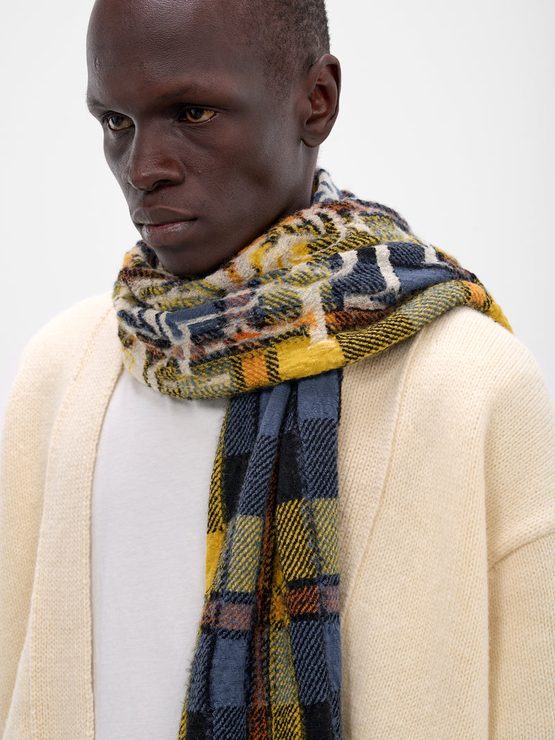 Happy Tartan Ainu Wool Scarf (EK-1466XM-BLUE)