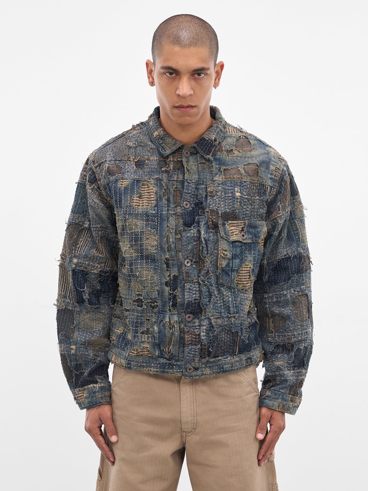 Indigo Boro Patchwork Trucker Jacket (EK-1549LJA-IDG-INDIGO)