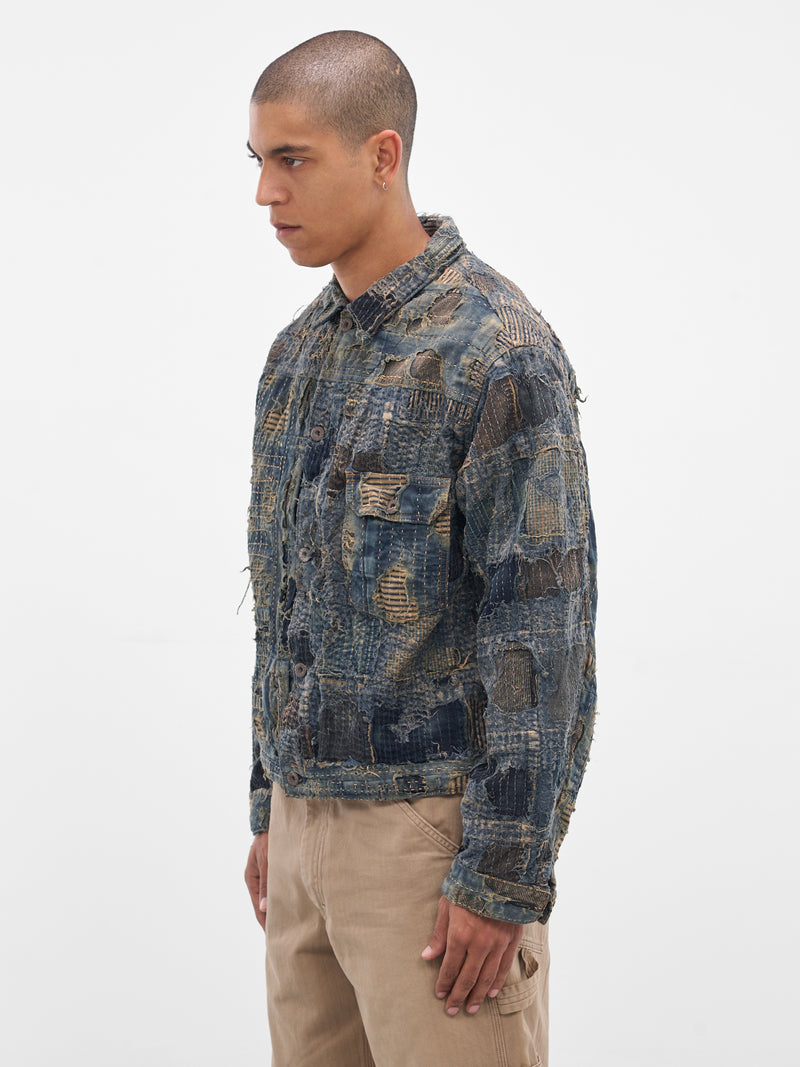 Indigo Boro Patchwork Trucker Jacket (EK-1549LJA-IDG-INDIGO)