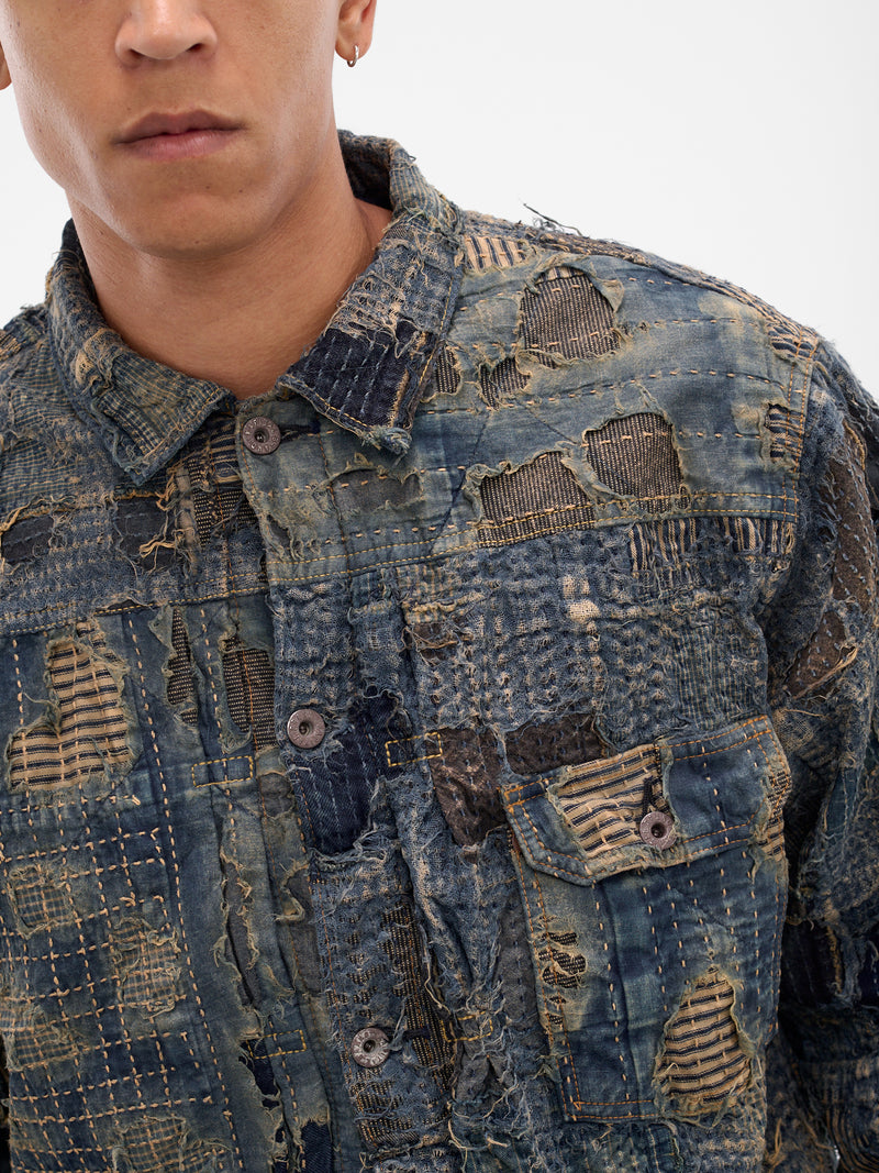 Indigo Boro Patchwork Trucker Jacket (EK-1549LJA-IDG-INDIGO)