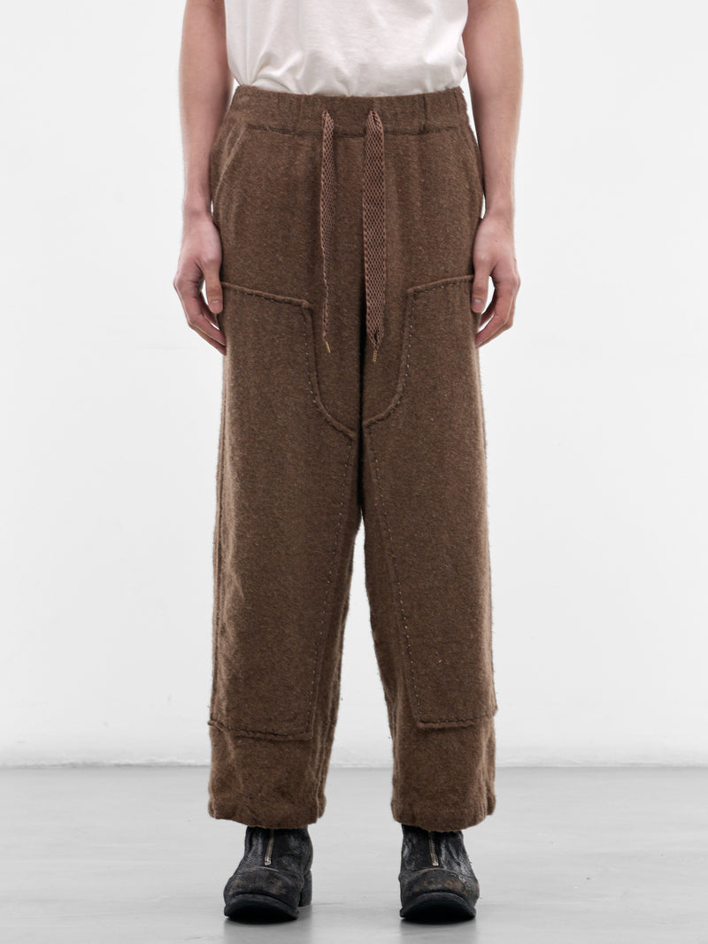 Brown Drawstring Knee Paneled Trousers (EK-1852LP-BROWN)