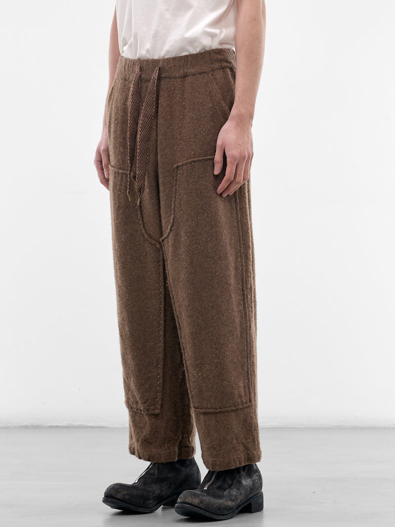 Brown Drawstring Knee Paneled Trousers (EK-1852LP-BROWN)