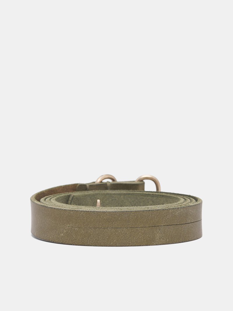 Green Double Buckle Leather Belt (EL1C-GR-3-0-WOODBINE)