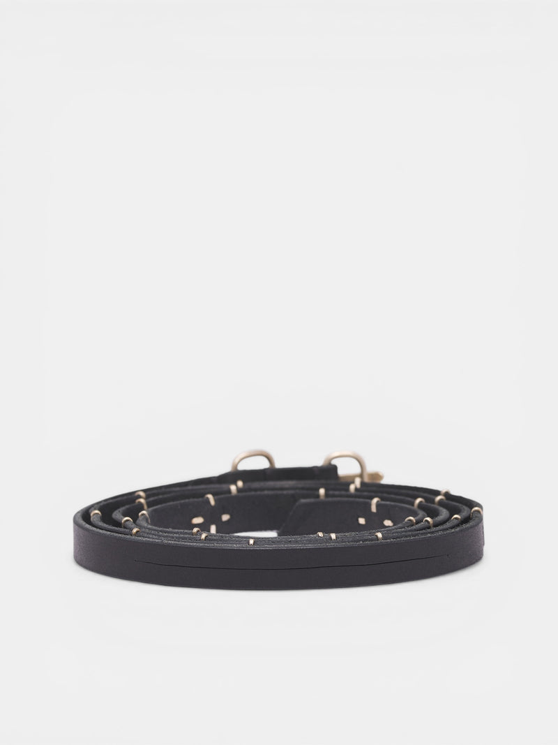 Leather Cross Double Buckle Belt (EL2Z-GR-3-0-BLACK)