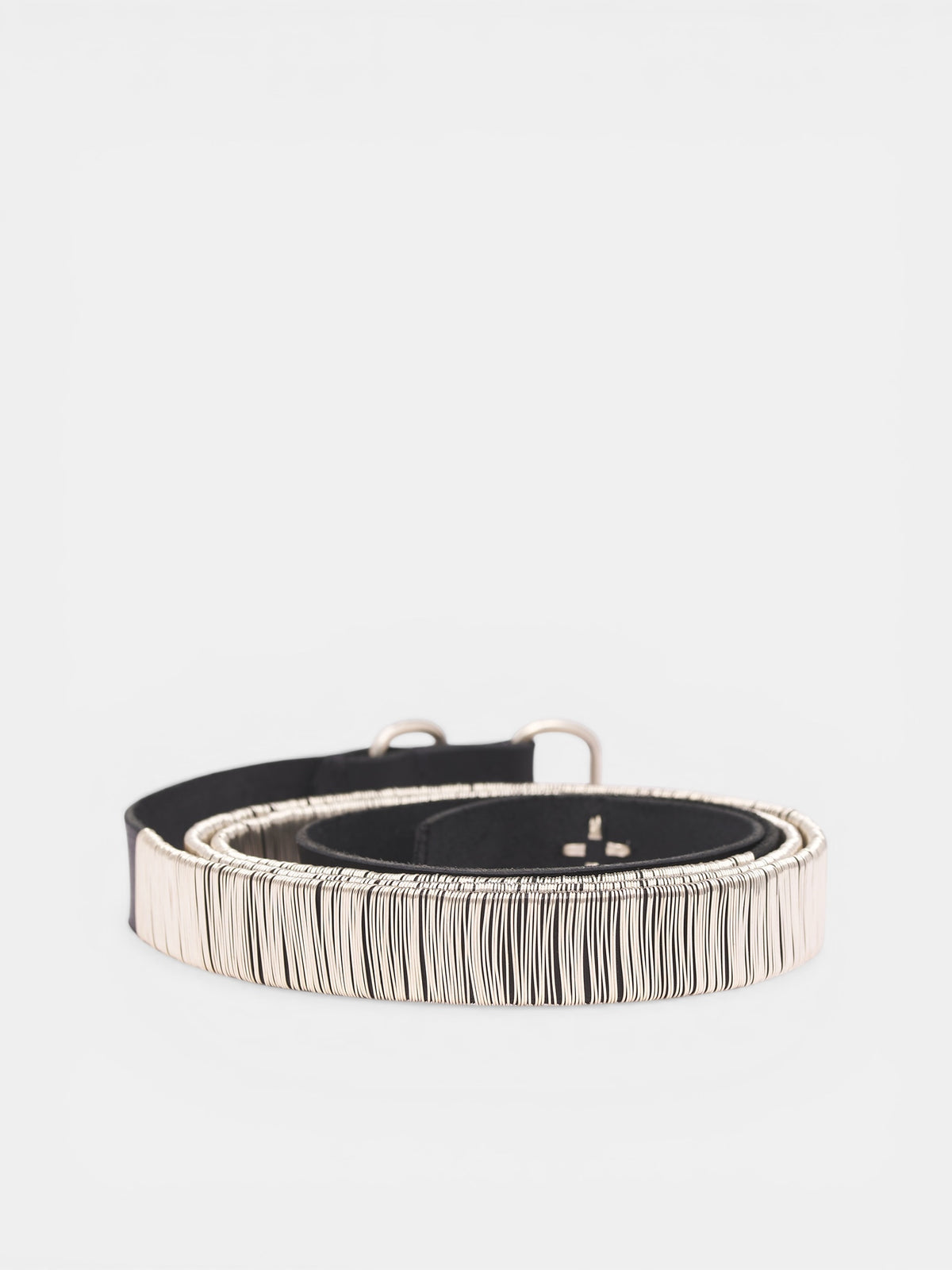 Black Leather Silver String Belt (EL33B-GR-2-0-BLACK_