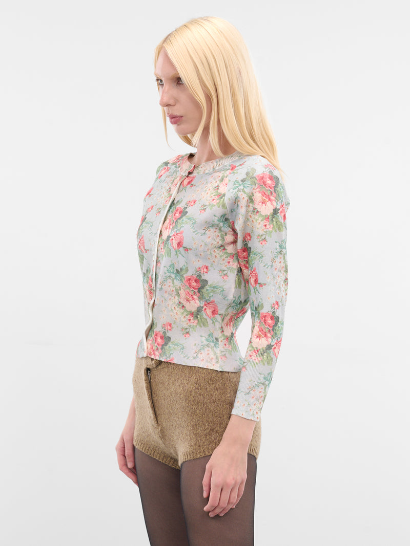 Blue Floral Print Cropped Cardigan (EMK1P-0668-FLORAL-BABY-BOUQUET)