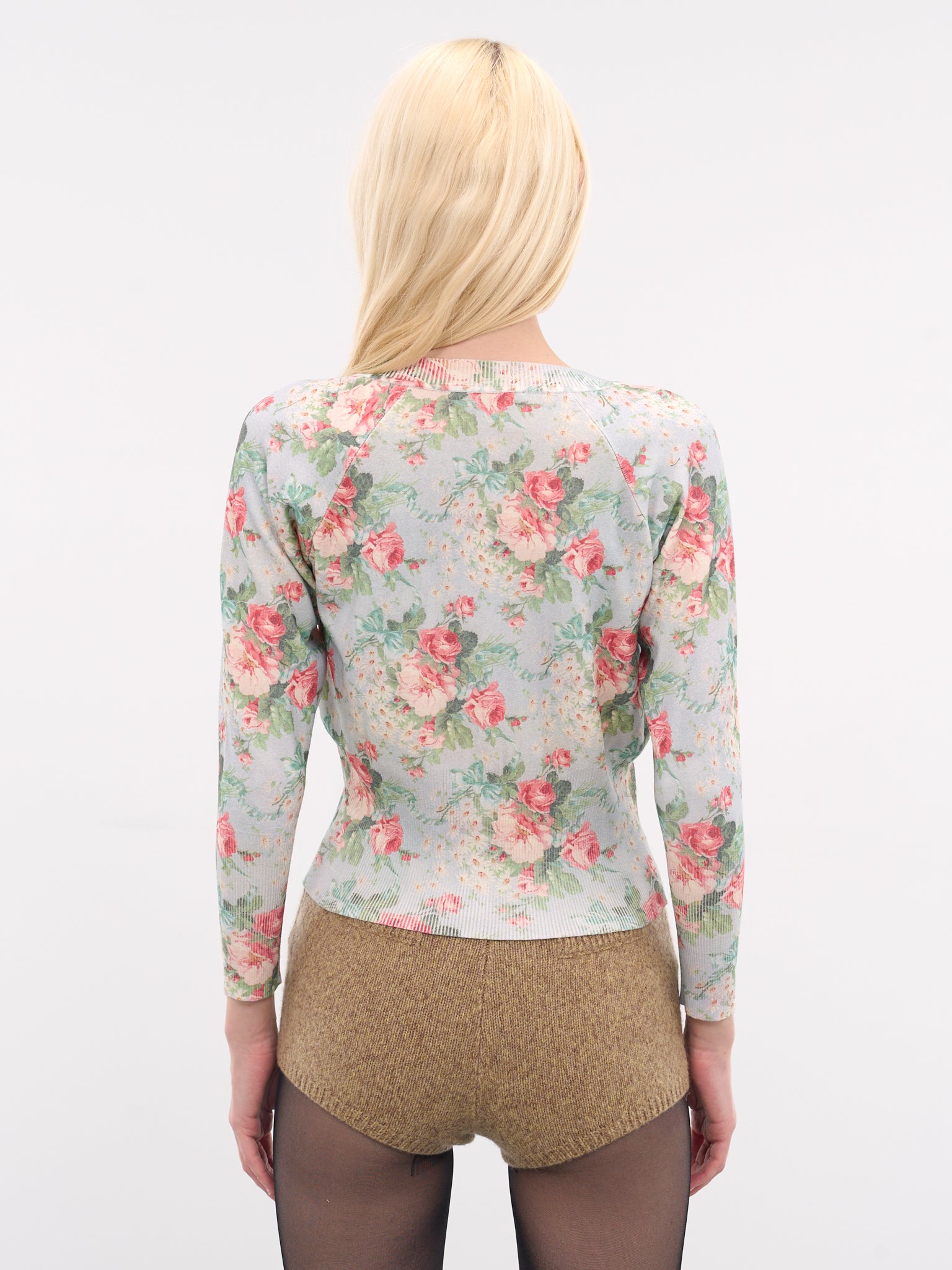 Blue Floral Print Cropped Cardigan (EMK1P-0668-FLORAL-BABY-BOUQUET)