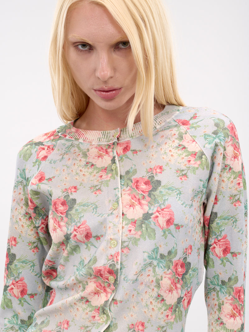 Blue Floral Print Cropped Cardigan (EMK1P-0668-FLORAL-BABY-BOUQUET)