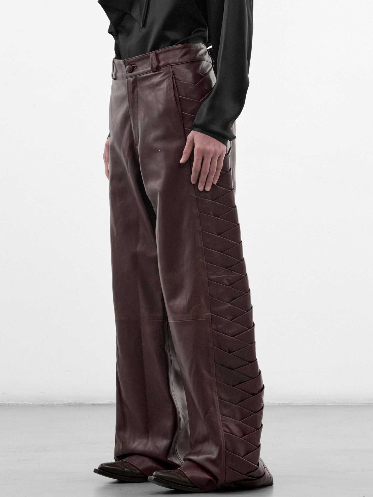 Encuentros Burgundy Leather Pants (ENCUENTROS-PANTS-BURGUNDY)