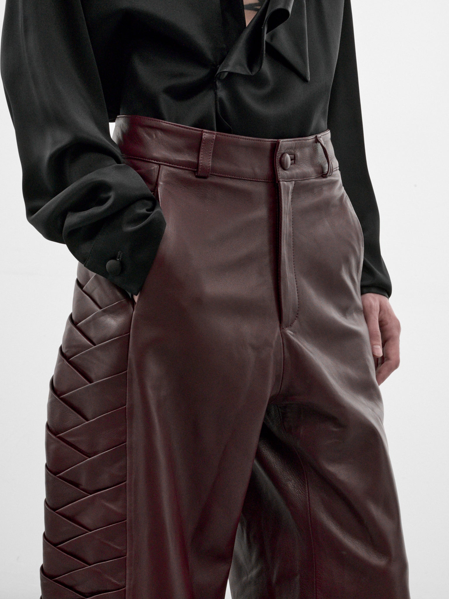Encuentros Burgundy Leather Pants (ENCUENTROS-PANTS-BURGUNDY)