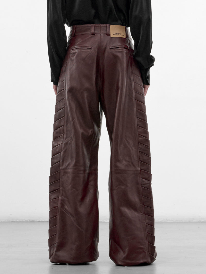 Encuentros Burgundy Leather Pants (ENCUENTROS-PANTS-BURGUNDY)