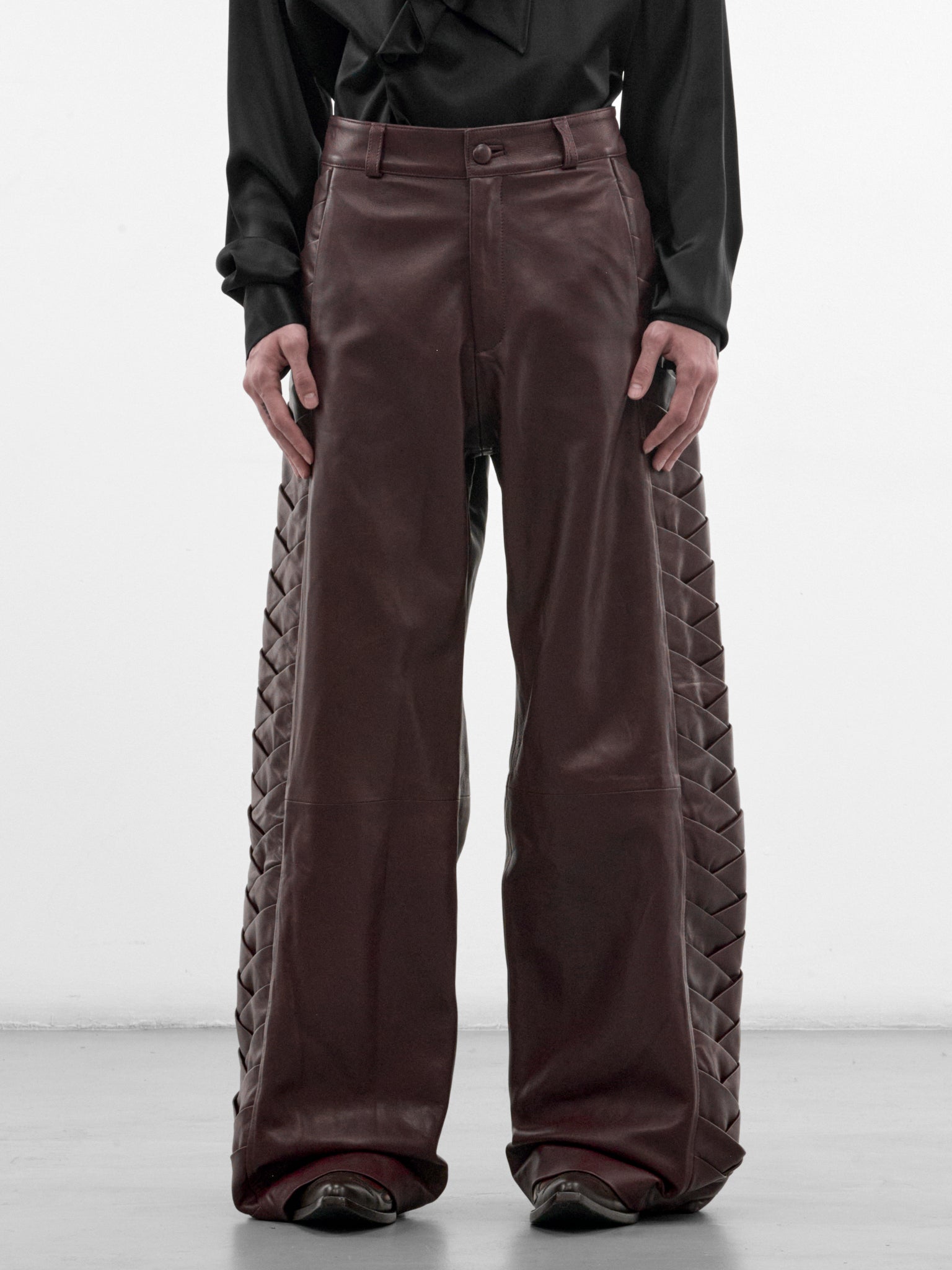 Encuentros Burgundy Leather Pants (ENCUENTROS-PANTS-BURGUNDY)