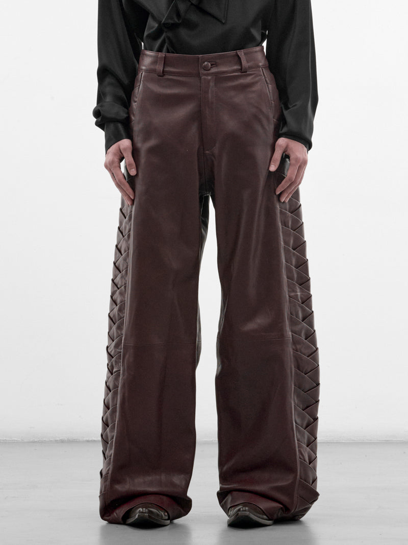 Encuentros Burgundy Leather Pants (ENCUENTROS-PANTS-BURGUNDY)