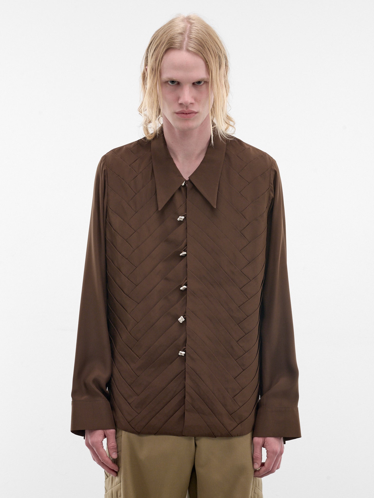 Brown Encuentros Interwoven Silk Shirt (ENCUENTROS-SHIRT-BROWN)