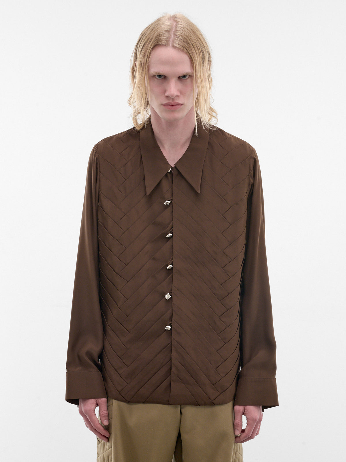 Brown Encuentros Interwoven Silk Shirt (ENCUENTROS-SHIRT-BROWN)