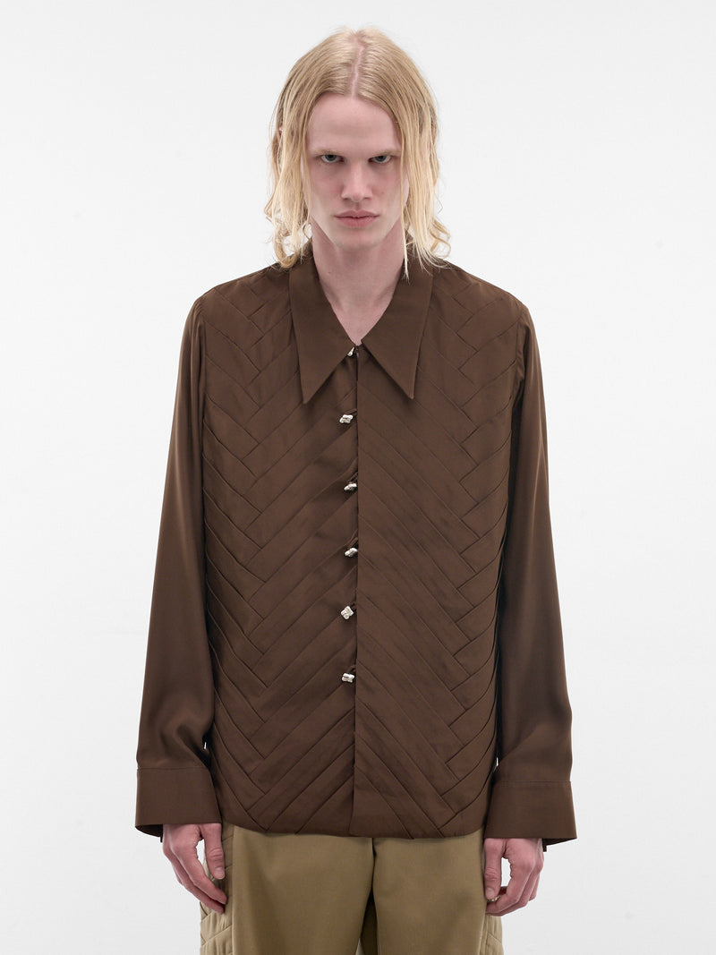 Brown Encuentros Interwoven Silk Shirt (ENCUENTROS-SHIRT-BROWN)