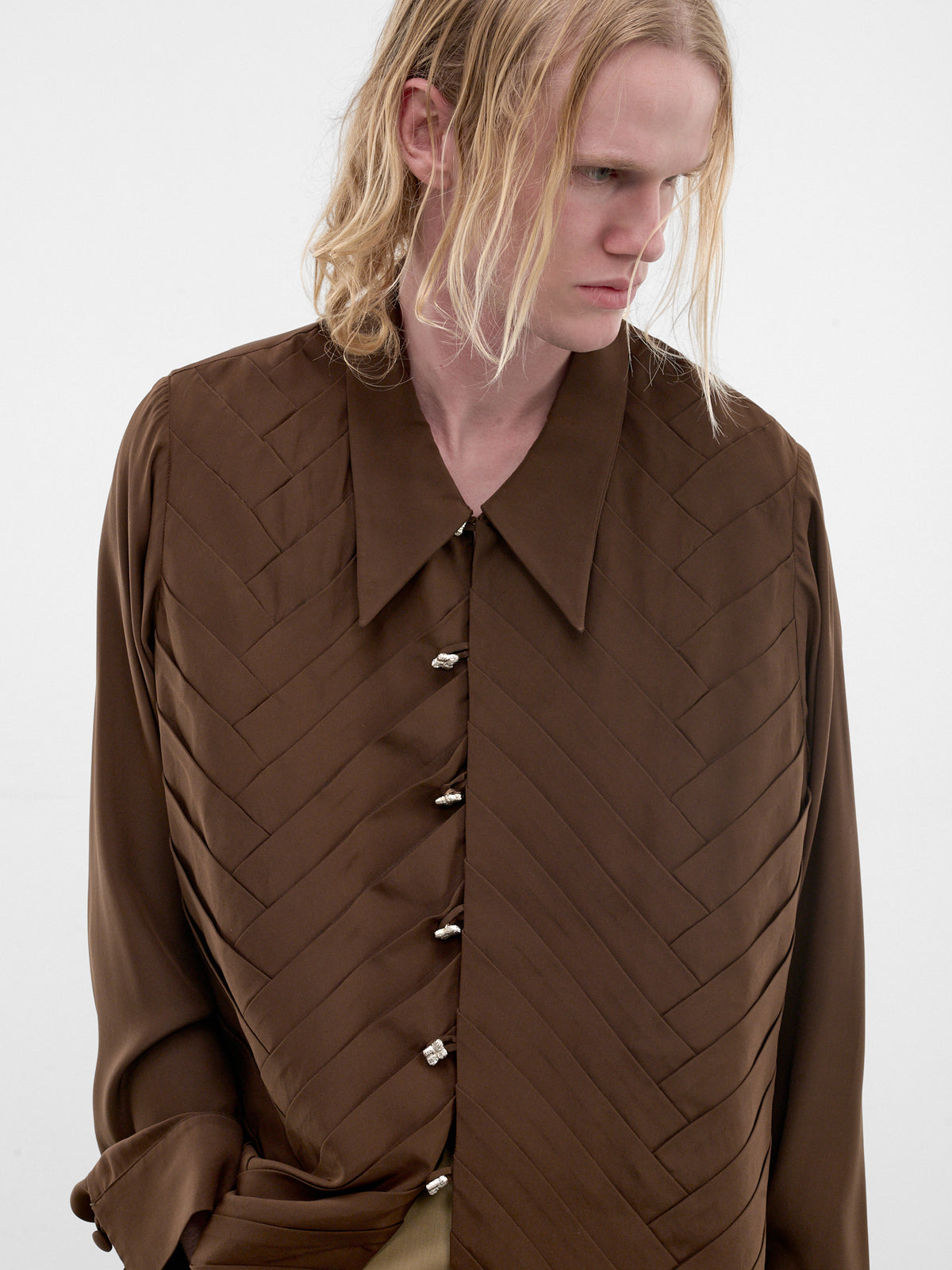 Brown Encuentros Interwoven Silk Shirt (ENCUENTROS-SHIRT-BROWN)