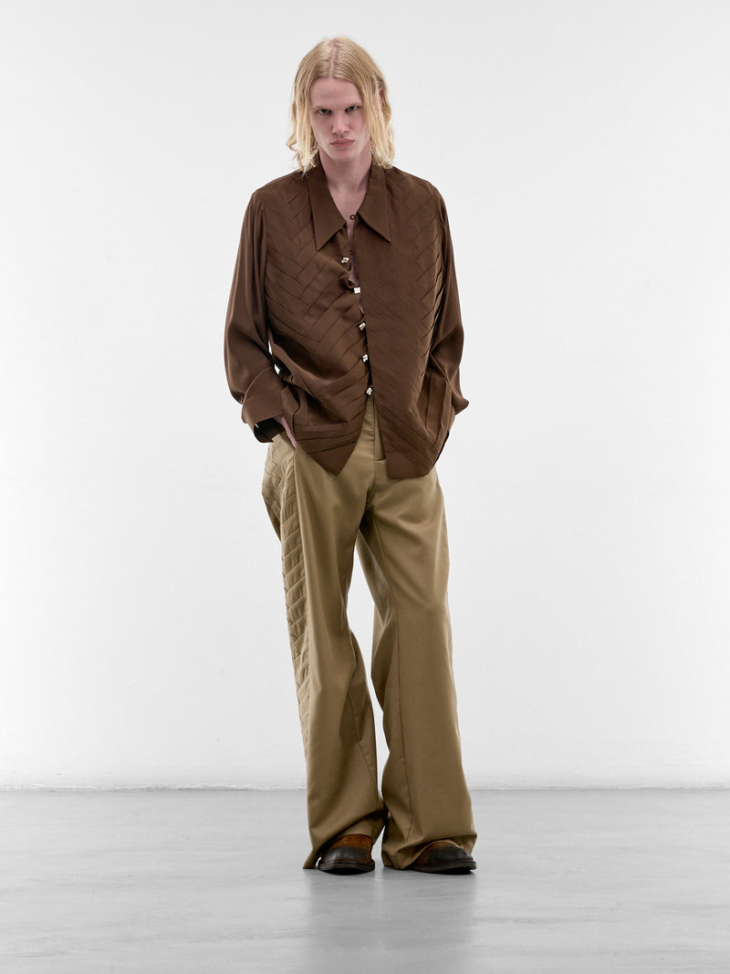 Brown Encuentros Interwoven Silk Shirt (ENCUENTROS-SHIRT-BROWN)