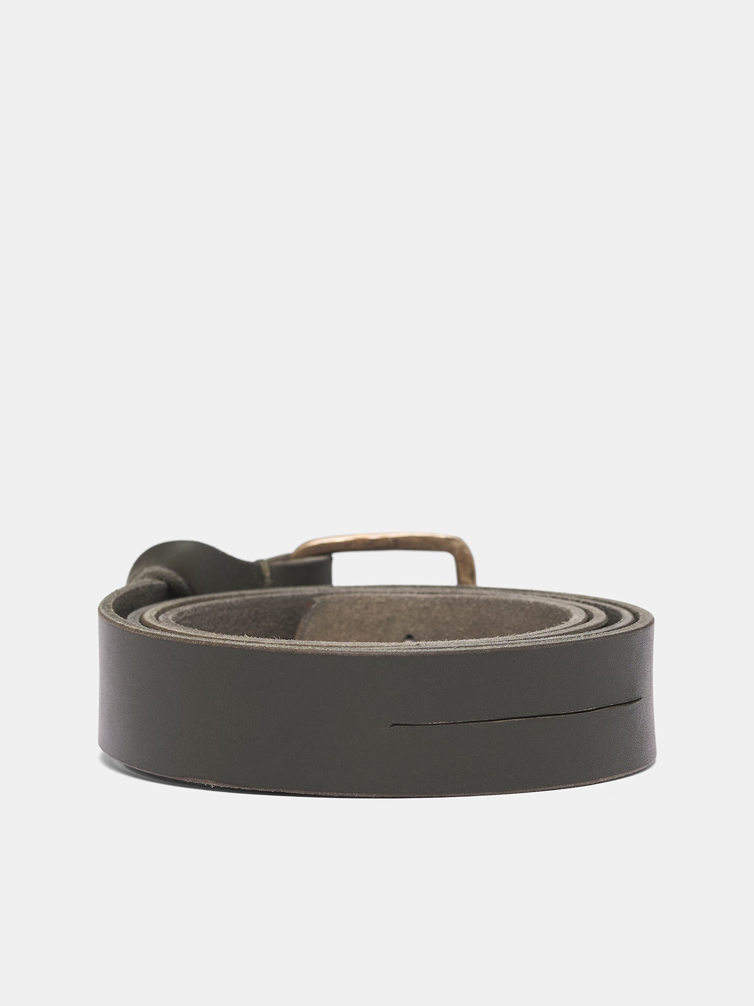 Green Leather Q Buckle Belt (EQ1D-SPL-3-0-MILITARY-GREEN)