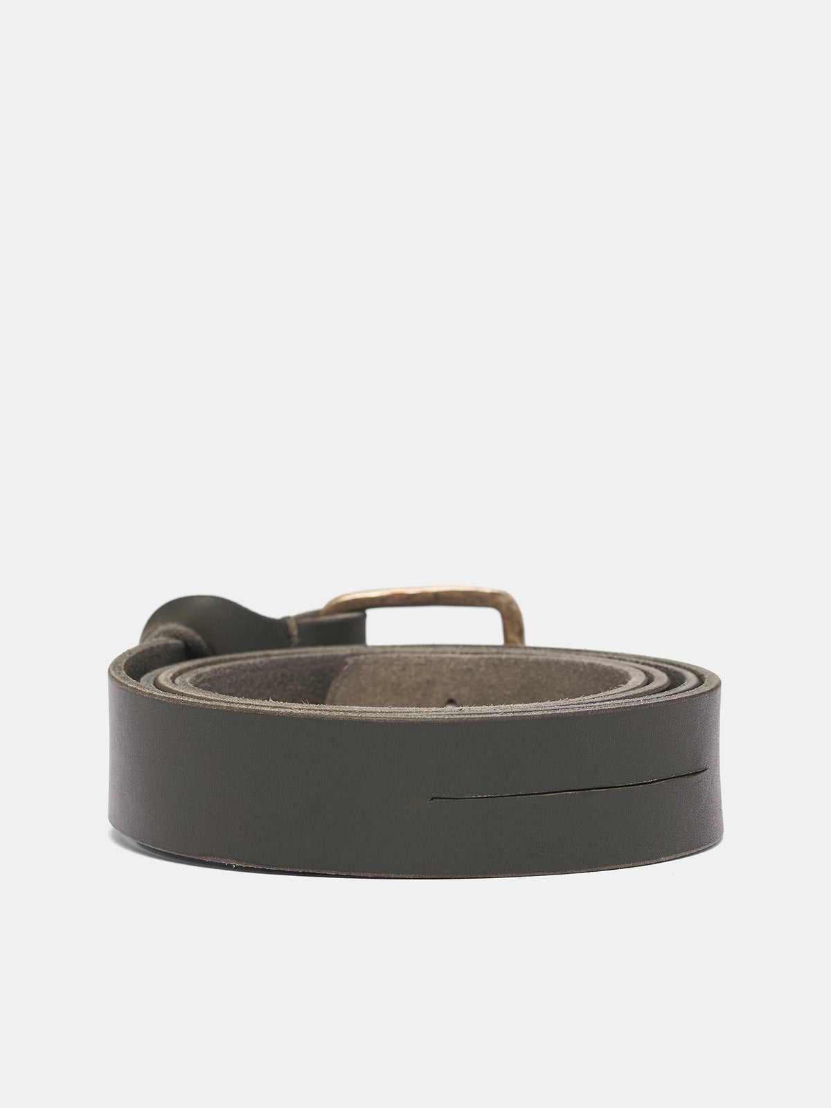 Green Leather Q Buckle Belt (EQ1D-SPL-3-0-MILITARY-GREEN)