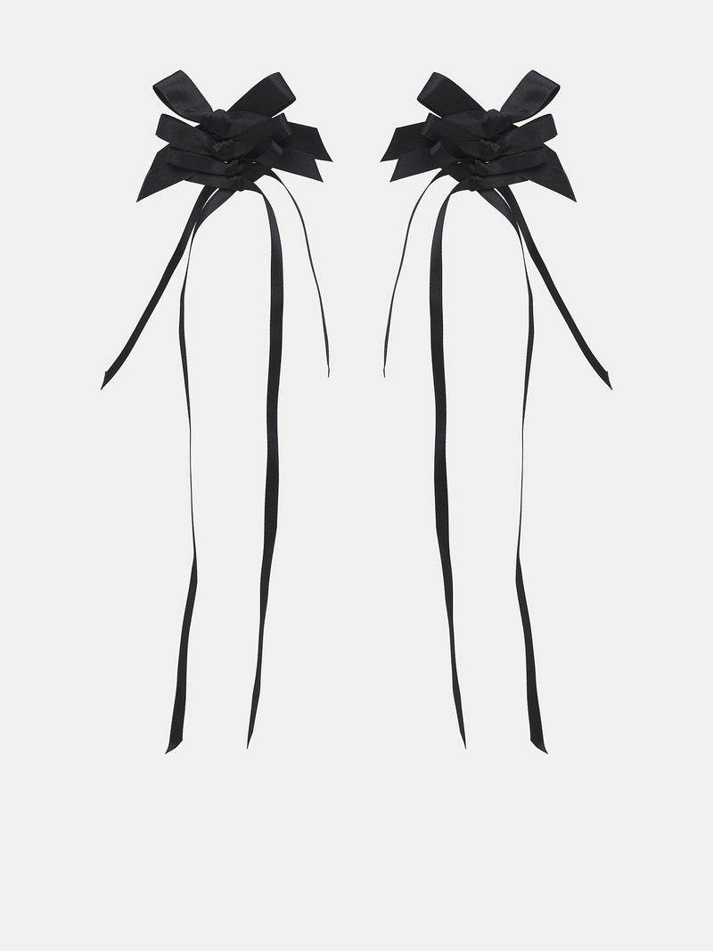 Rosette Bow Earrings (ERG425-0916-BLACK)