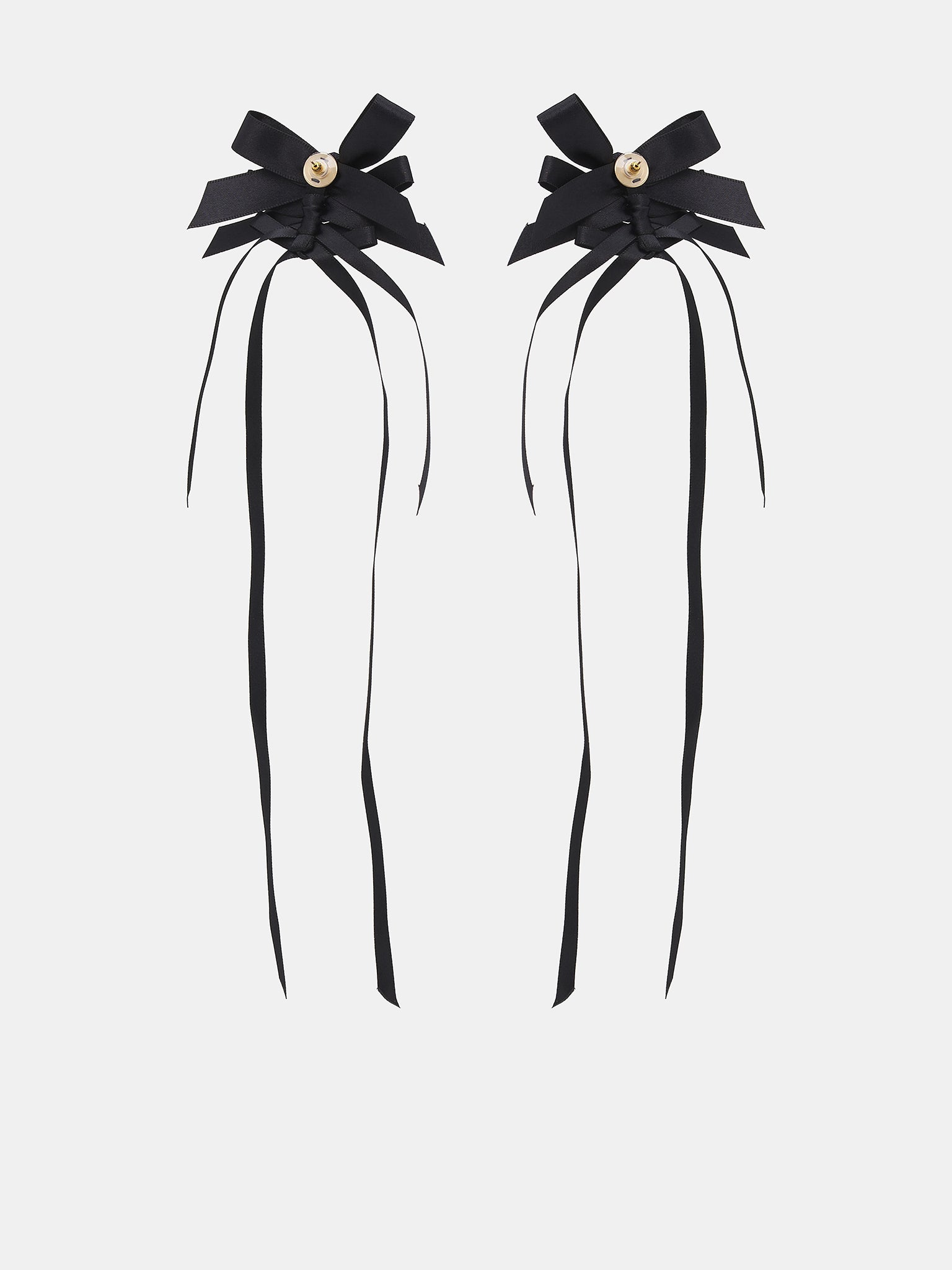 Rosette Bow Earrings (ERG425-0916-BLACK)