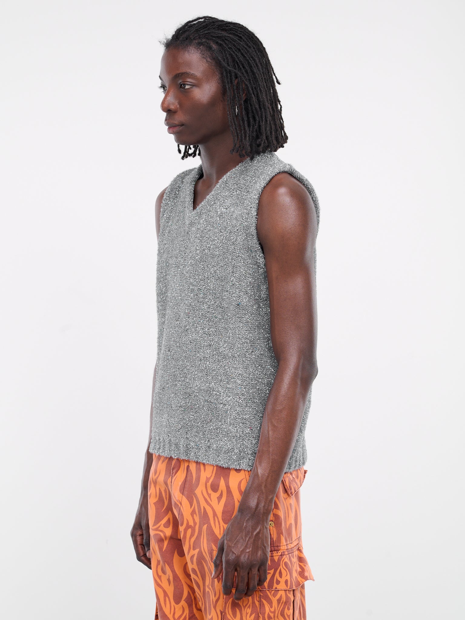 Metalized Knit Vest (ERL08N352-SILVER)