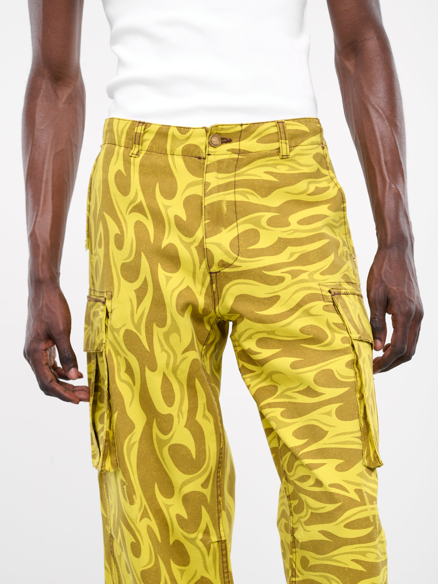Printed Cargo Pants (ERL08P007-YELLOW-FLAME)