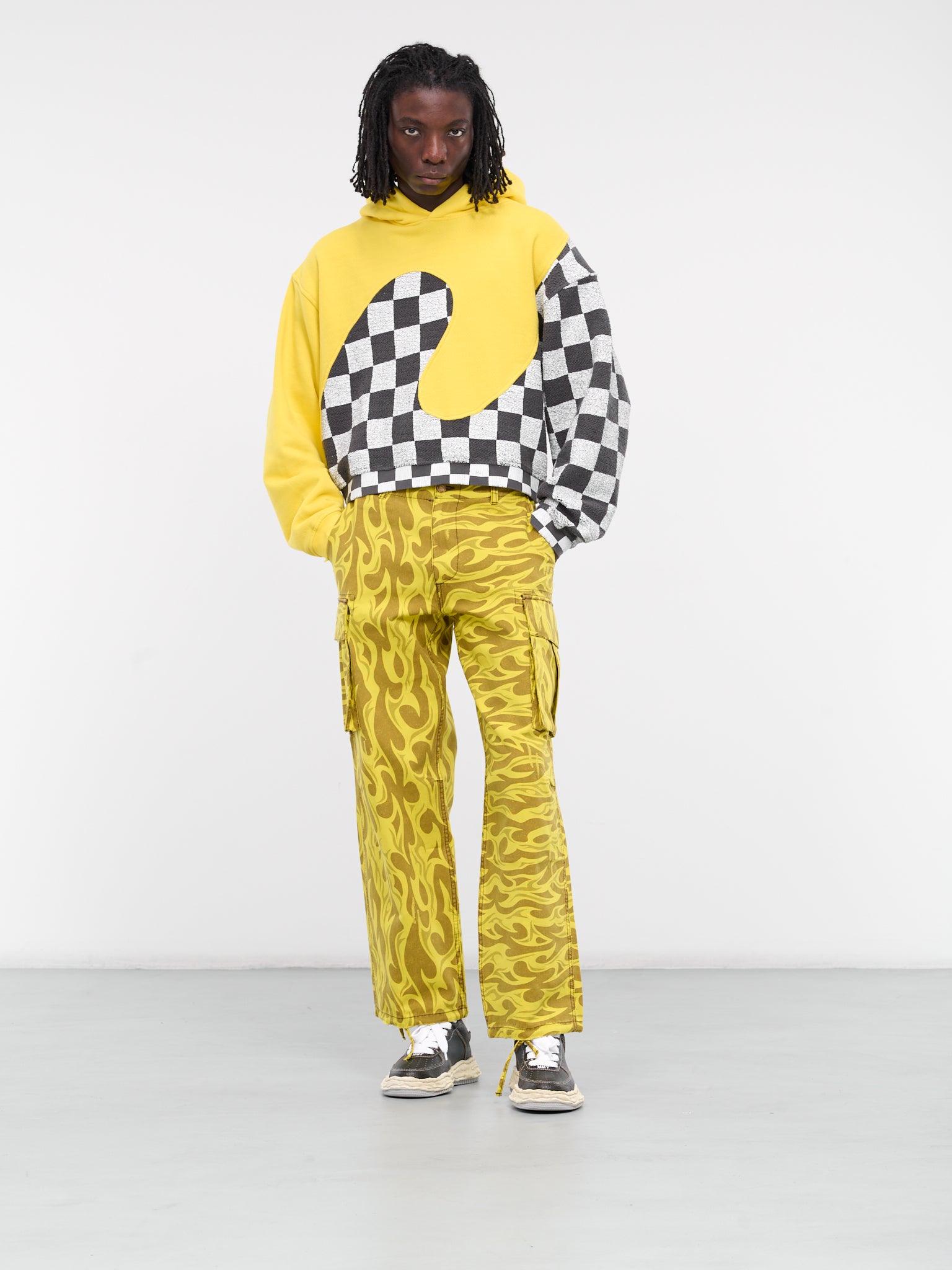 Printed Cargo Pants (ERL08P007-YELLOW-FLAME)