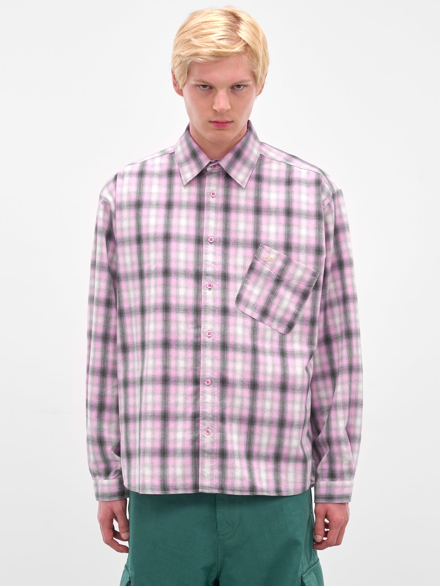 Purple Plaid Button-Up Overshirt (ERL11B003-PURPLE)