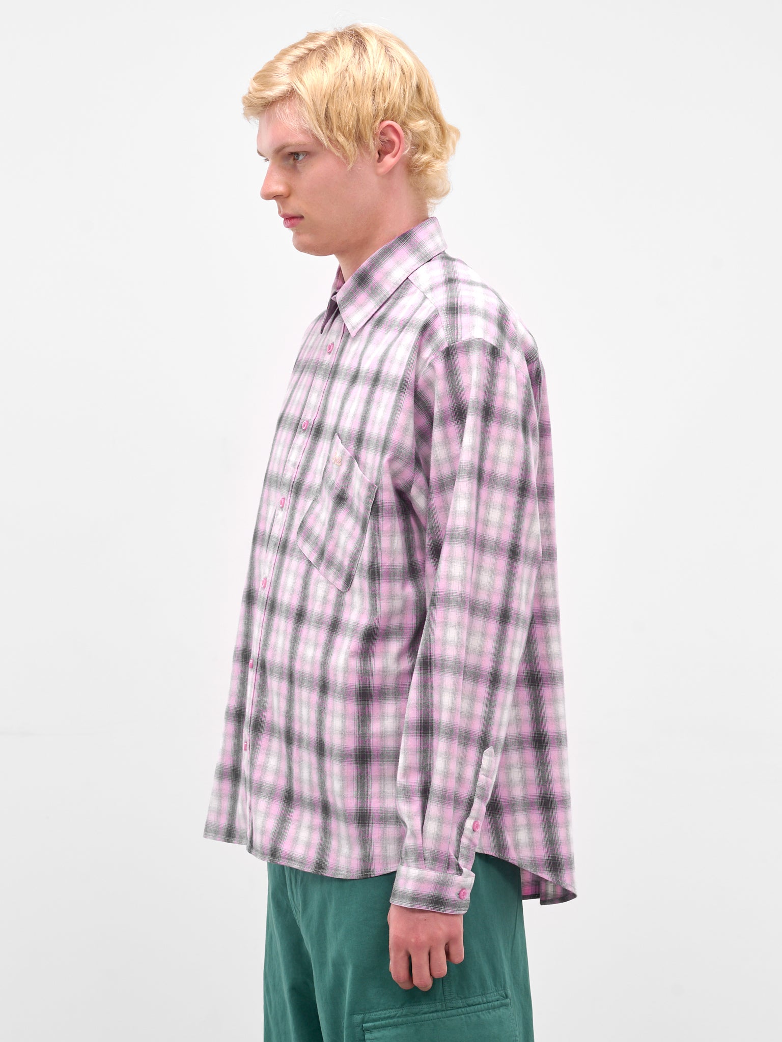 Purple Plaid Button-Up Overshirt (ERL11B003-PURPLE)