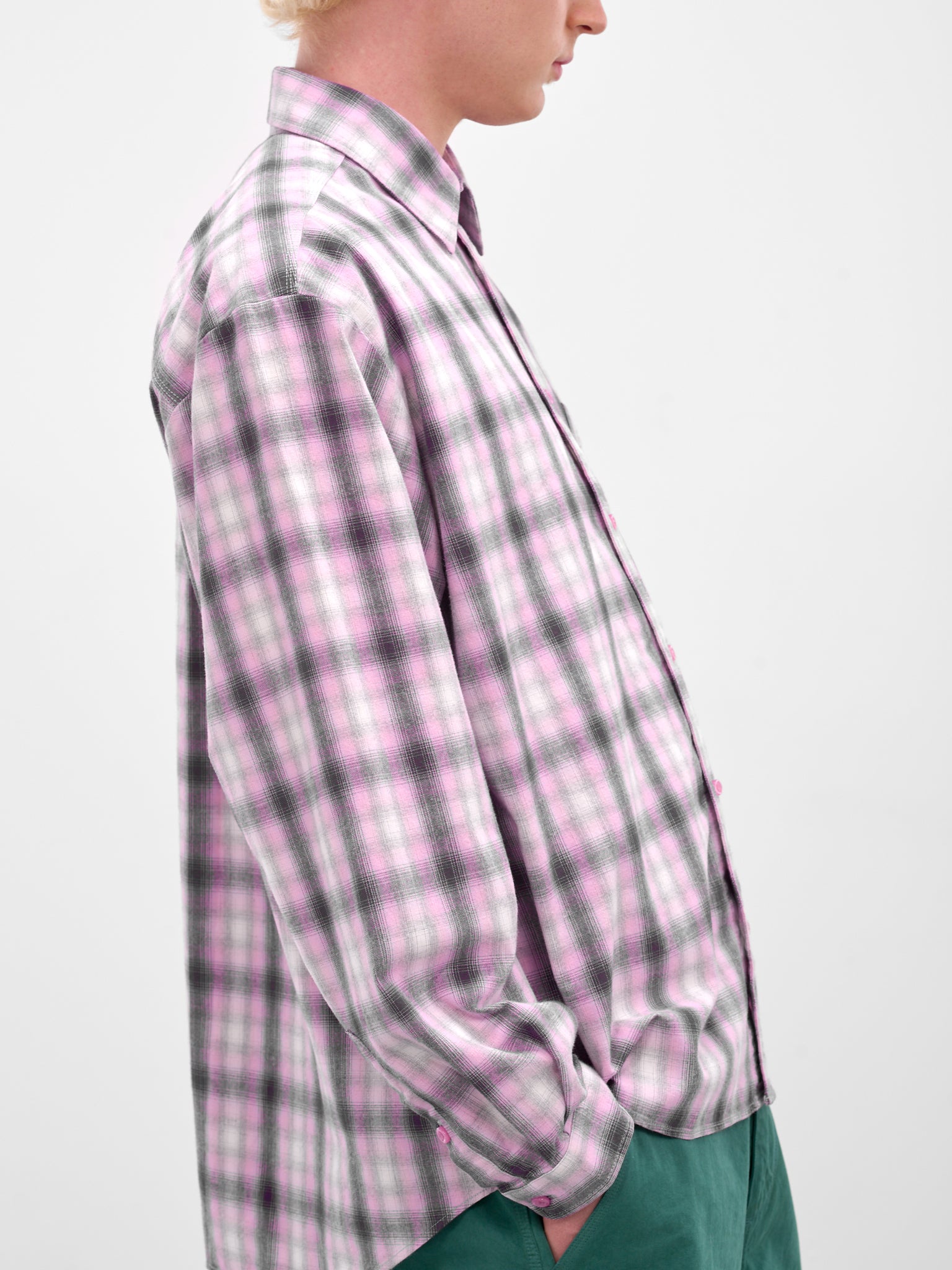 Purple Plaid Button-Up Overshirt (ERL11B003-PURPLE)