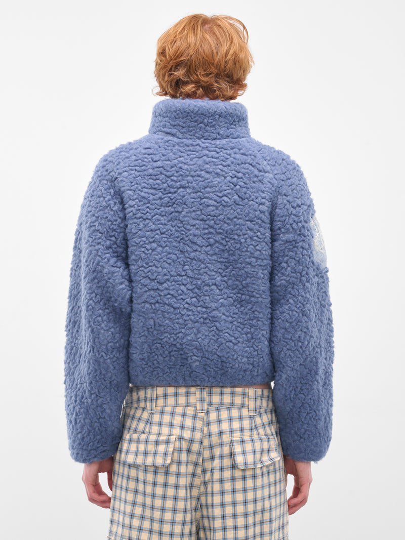 Blue Oversized Varsity Shearling Jacket (ERL11J004-BLUE)