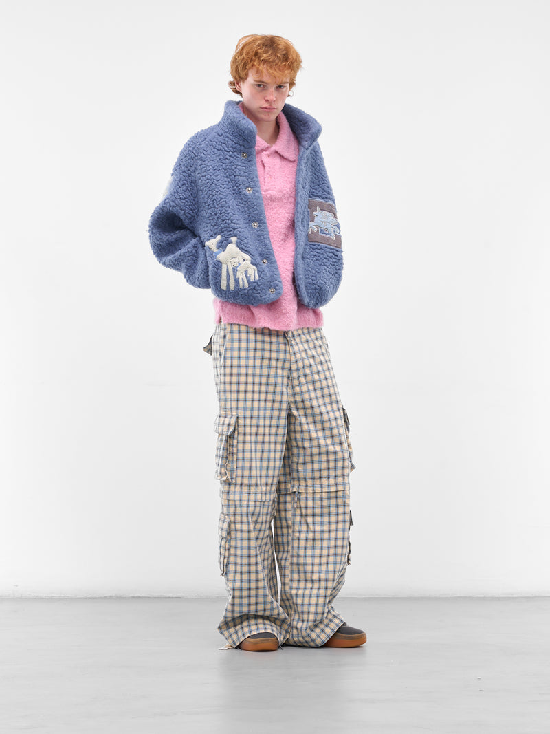 Blue Oversized Varsity Shearling Jacket (ERL11J004-BLUE)