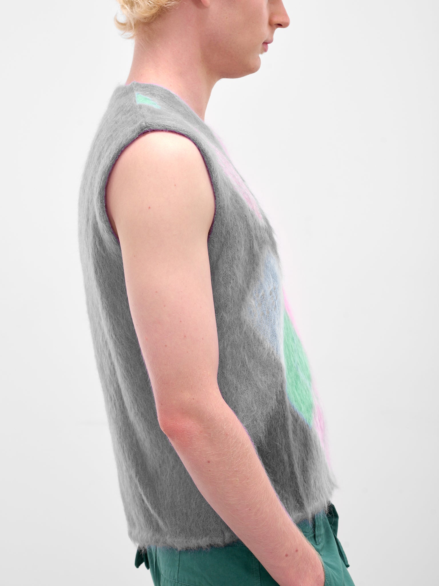 Gray Argyle Mohair Knit Vest (ERL11N008-PURPLE-MULTI)