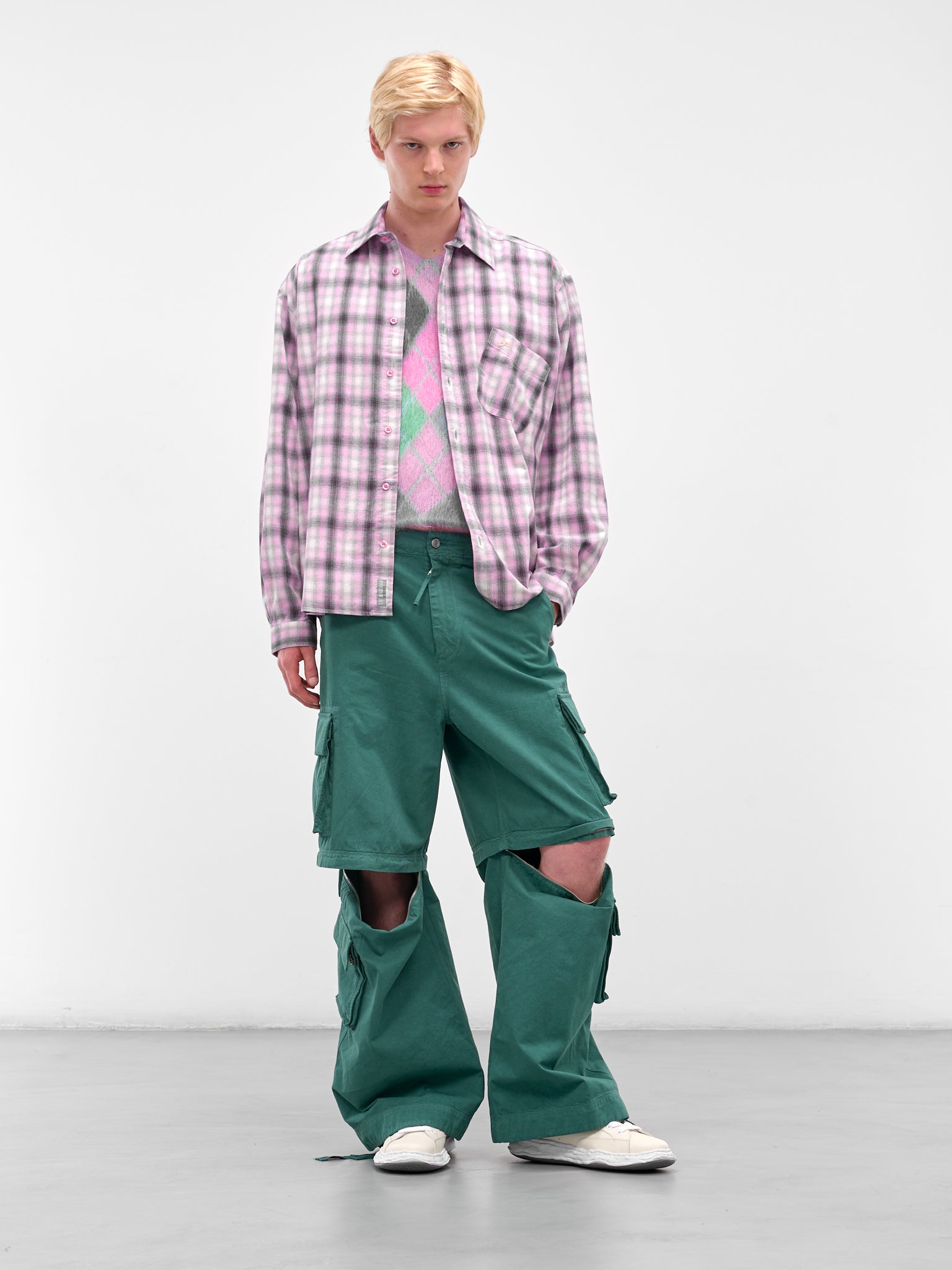 Gray Argyle Mohair Knit Vest (ERL11N008-PURPLE-MULTI)