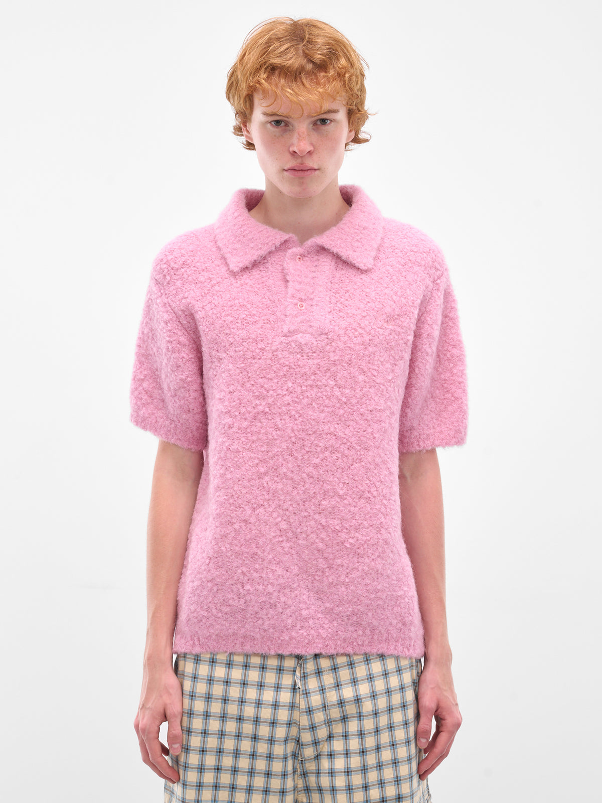 Pink Alpaca-Wool Knit Polo (ERL11N009-PINK)