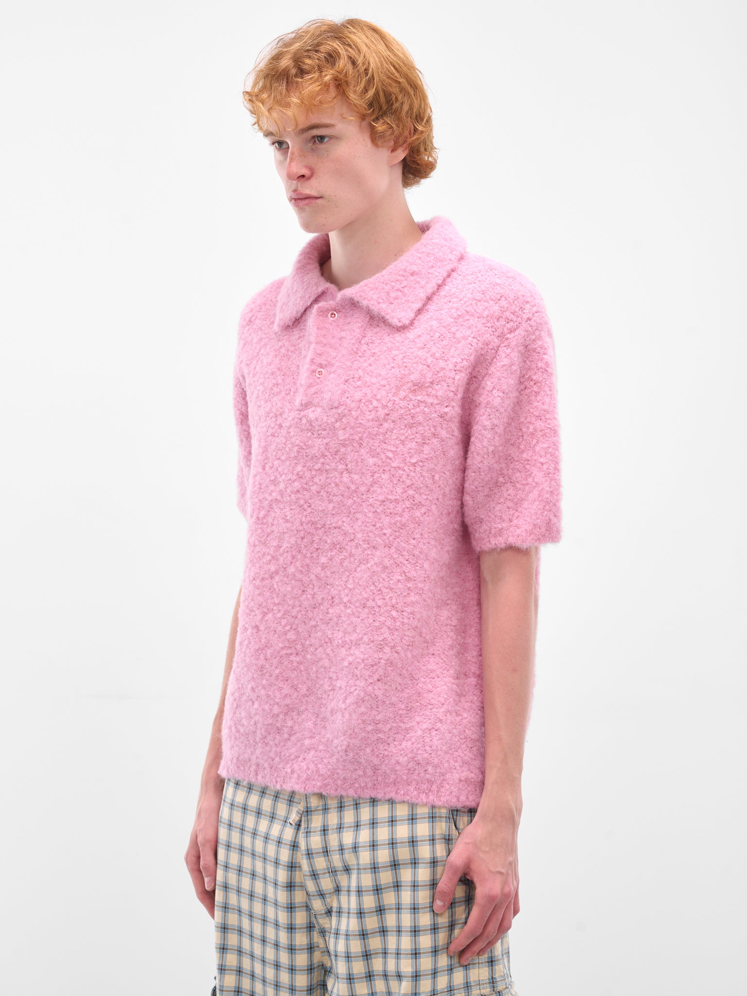 Pink Alpaca-Wool Knit Polo (ERL11N009-PINK)