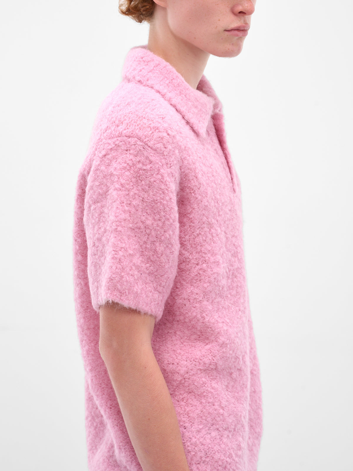 Pink Alpaca-Wool Knit Polo (ERL11N009-PINK)