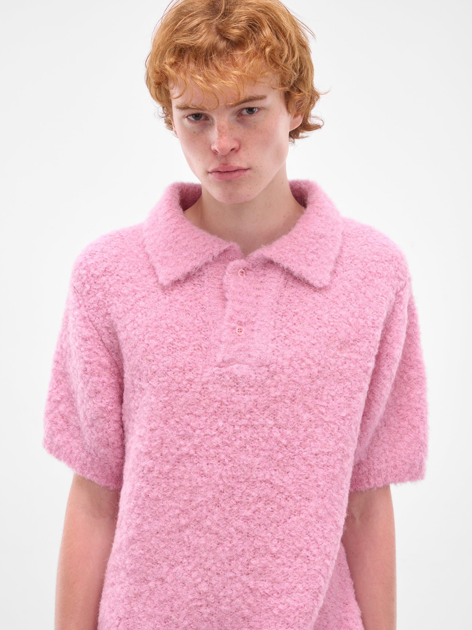 Pink Alpaca-Wool Knit Polo (ERL11N009-PINK)