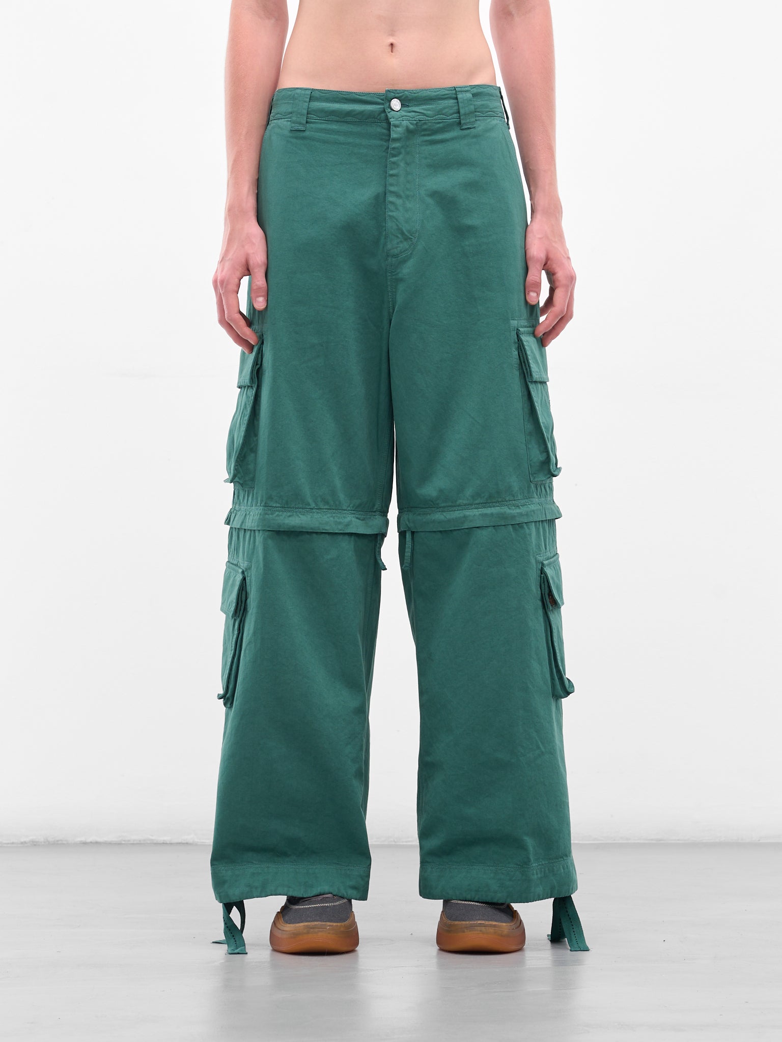 Green Zip Panel Cargo Pants (ERL11P006-GREEN)
