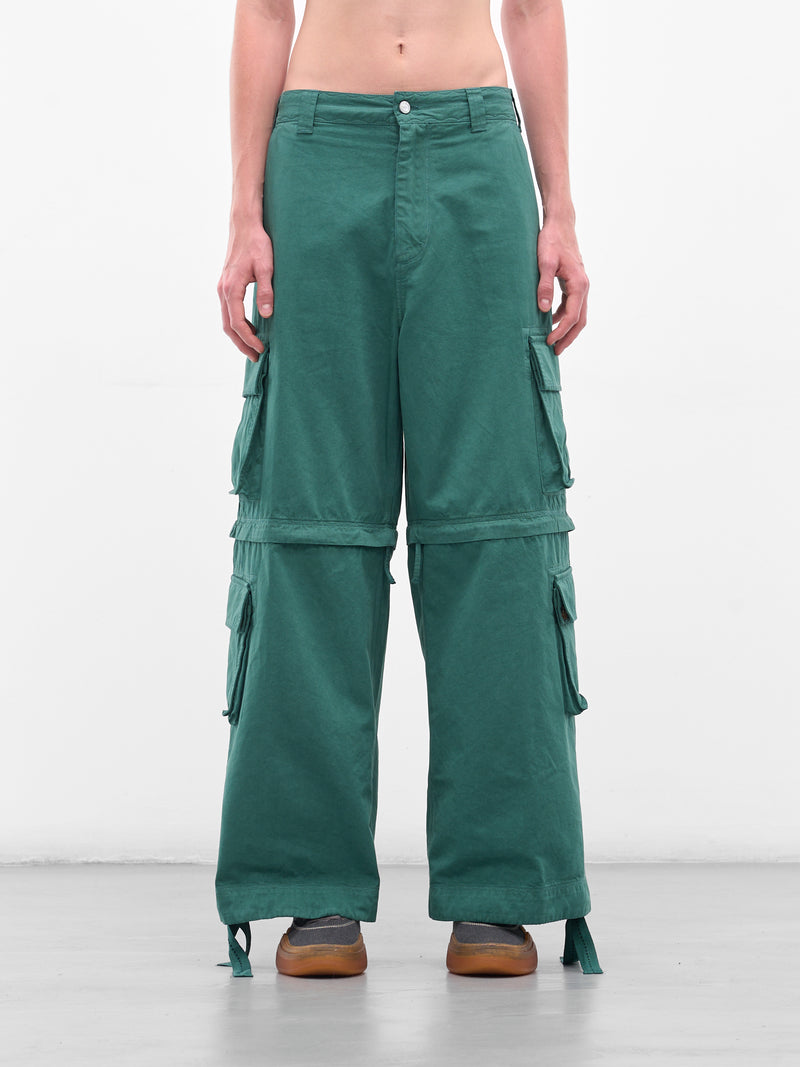 Green Zip Panel Cargo Pants (ERL11P006-GREEN)