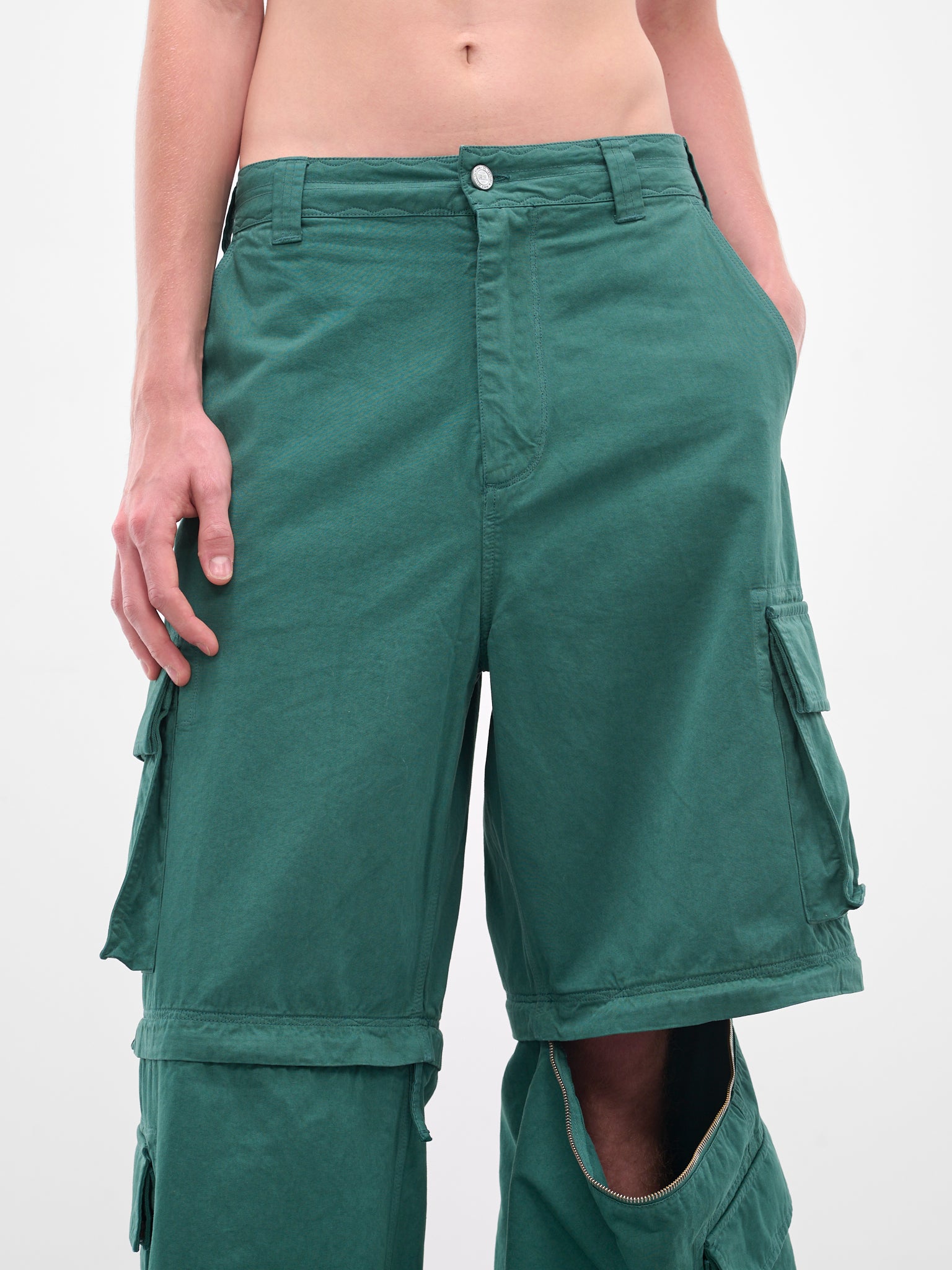 Green Zip Panel Cargo Pants (ERL11P006-GREEN)