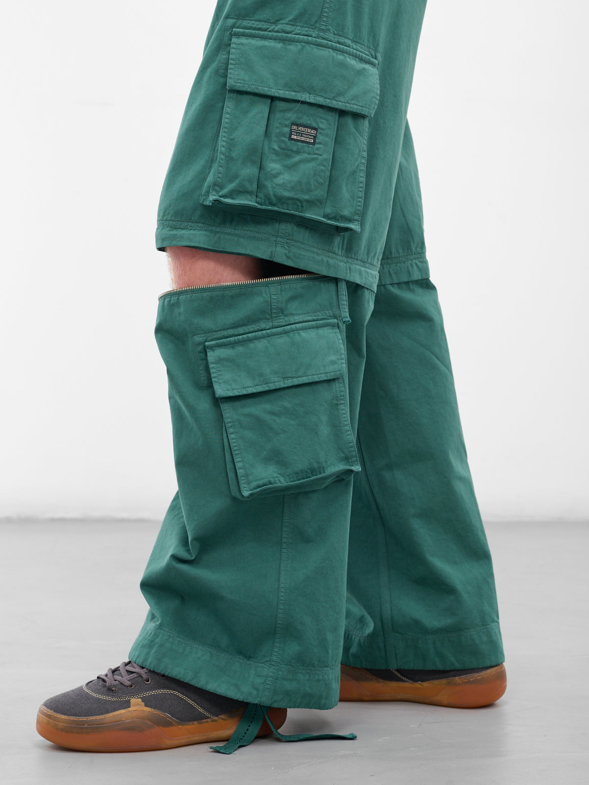 Green Zip Panel Cargo Pants (ERL11P006-GREEN)