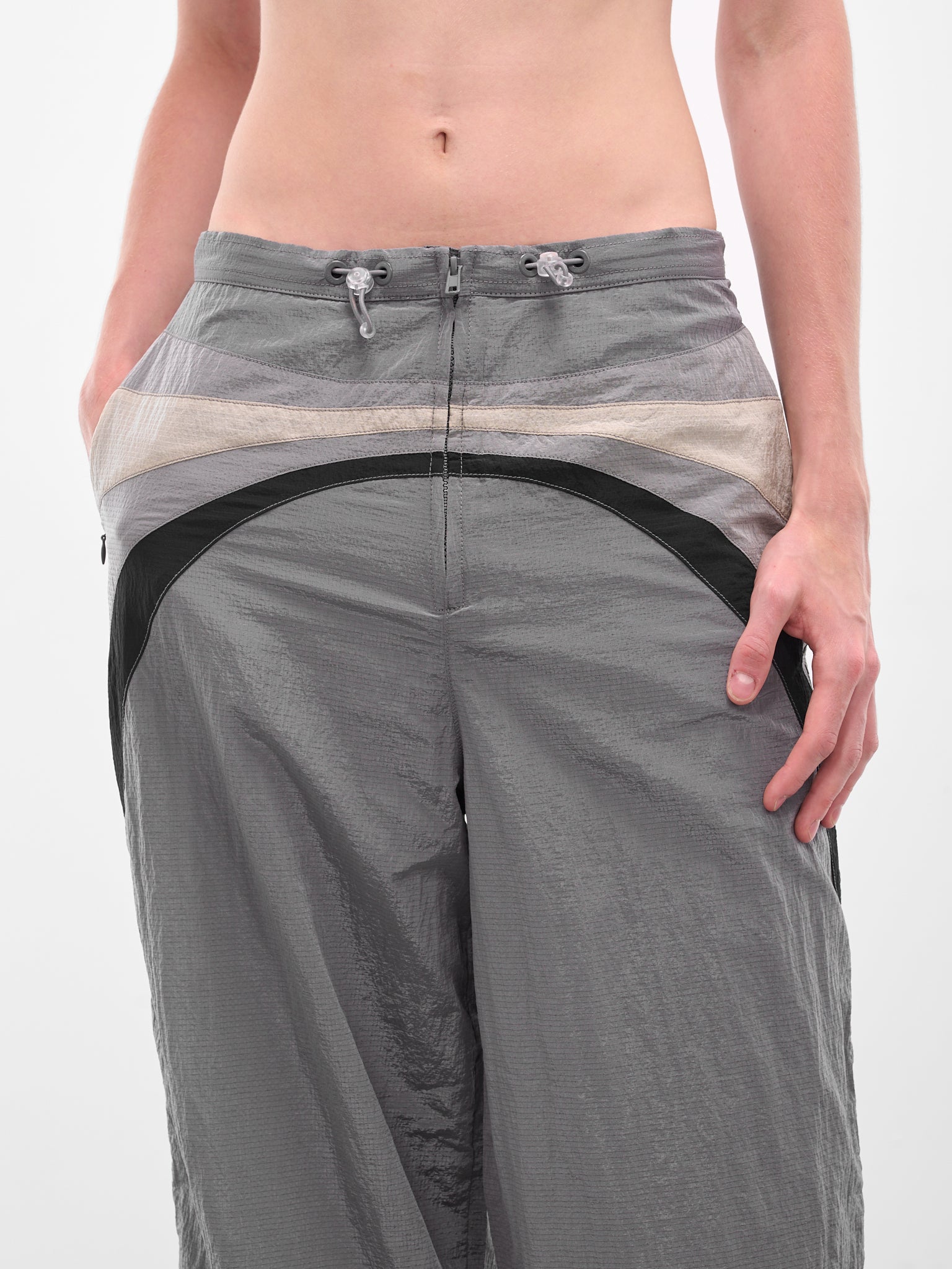 Gray Nylon Paneled Rave Pants (ERL11P027-GREY)