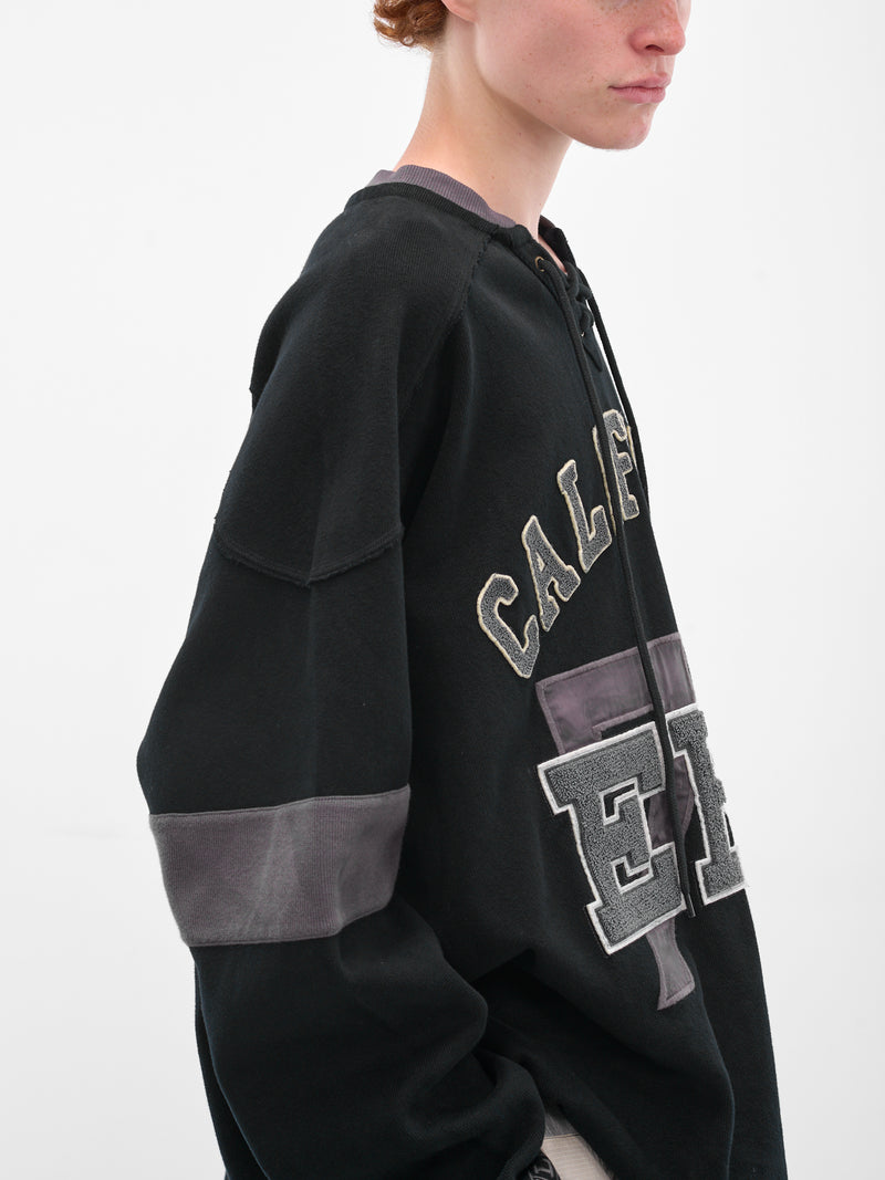 Black Embroidered Hockey Jersey Sweater (ERL11T012-BLACK)